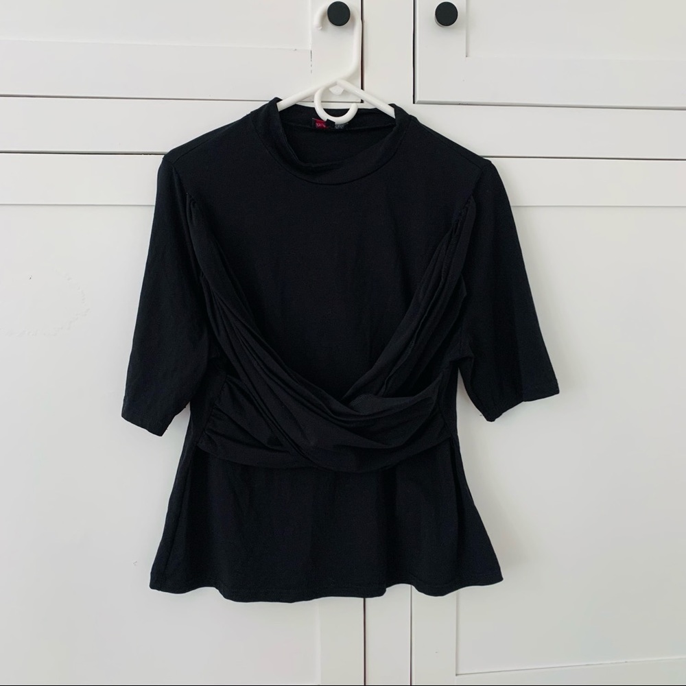 LoveDrobe Black Cotton Shirt Front Criss CrossWrap Size 18